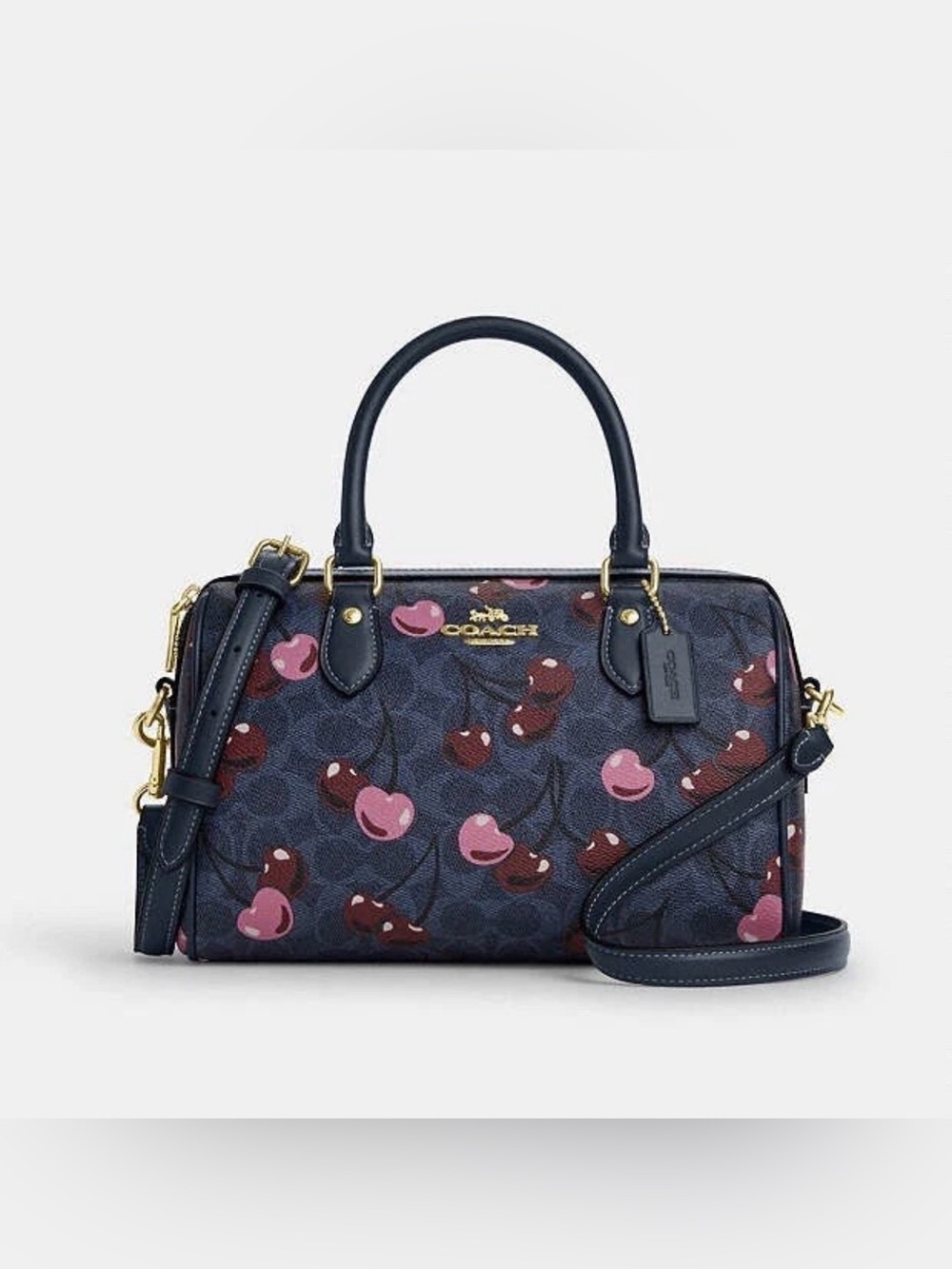 NWT Coach Rowan Satchel Cherry Signature Canvas | NWOT Snap Wallet & Charm
